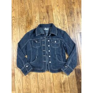 AMI Denim Jacket Dark Wash Button Front Classic‎ Fit Womens M